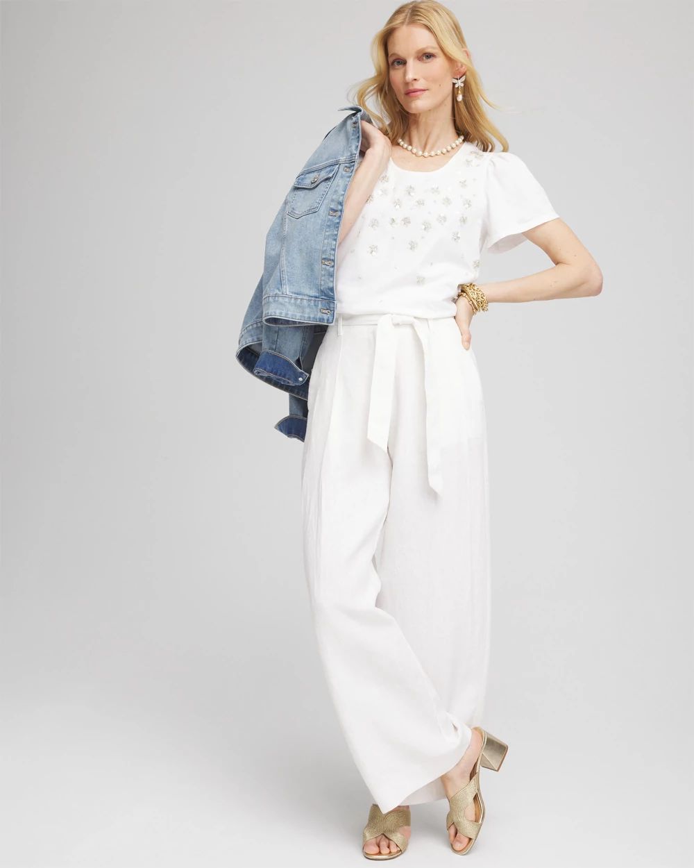 Embellished Flutter Sleeve Tee