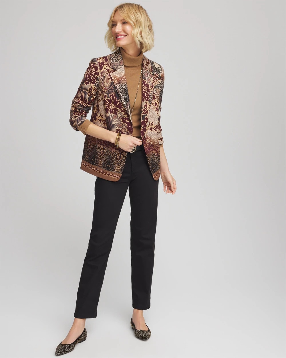 Artisanal Print Ponte Blazer