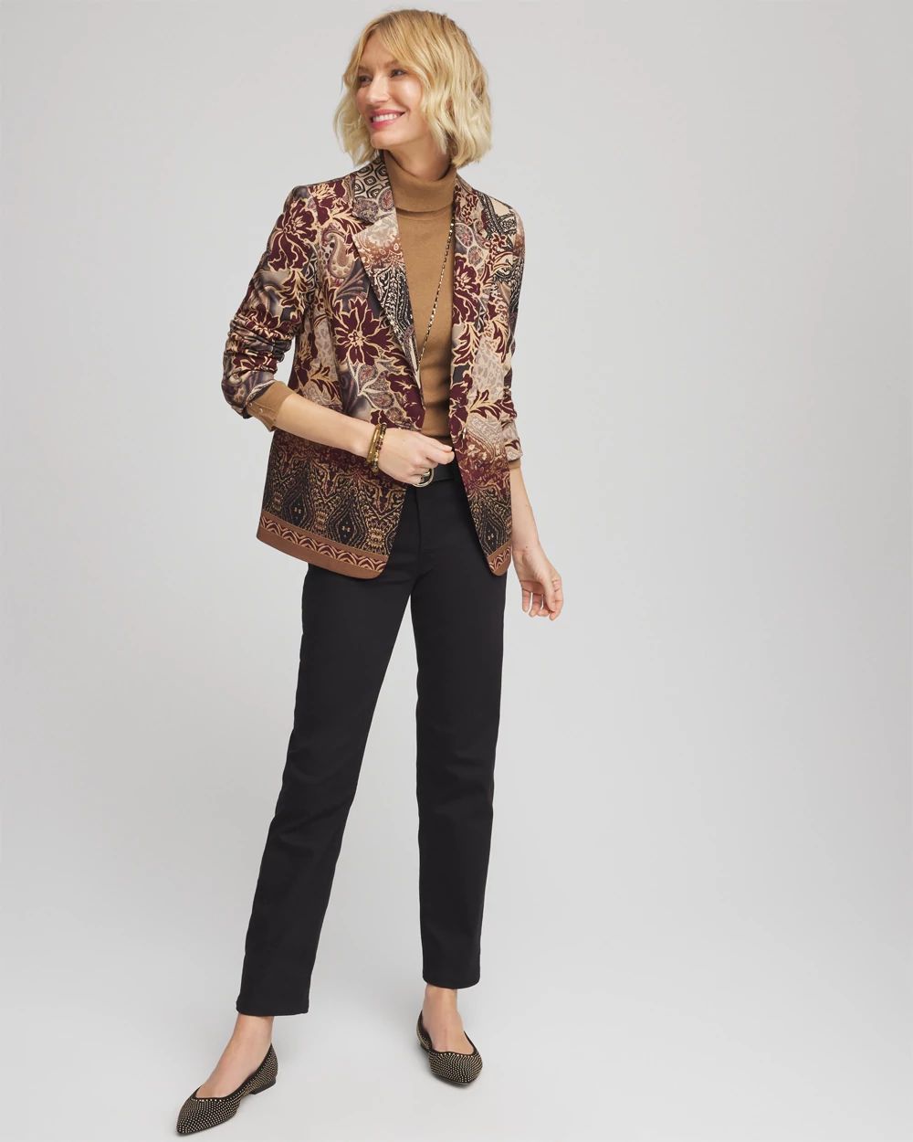 Artisinal Print Ponte Blazer