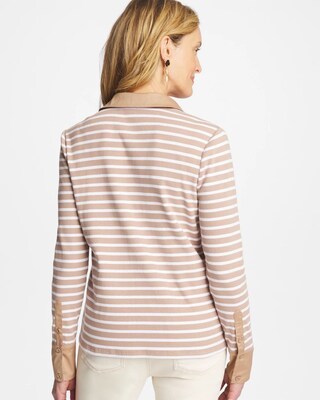 Striped Collared Rib Mix Henley
