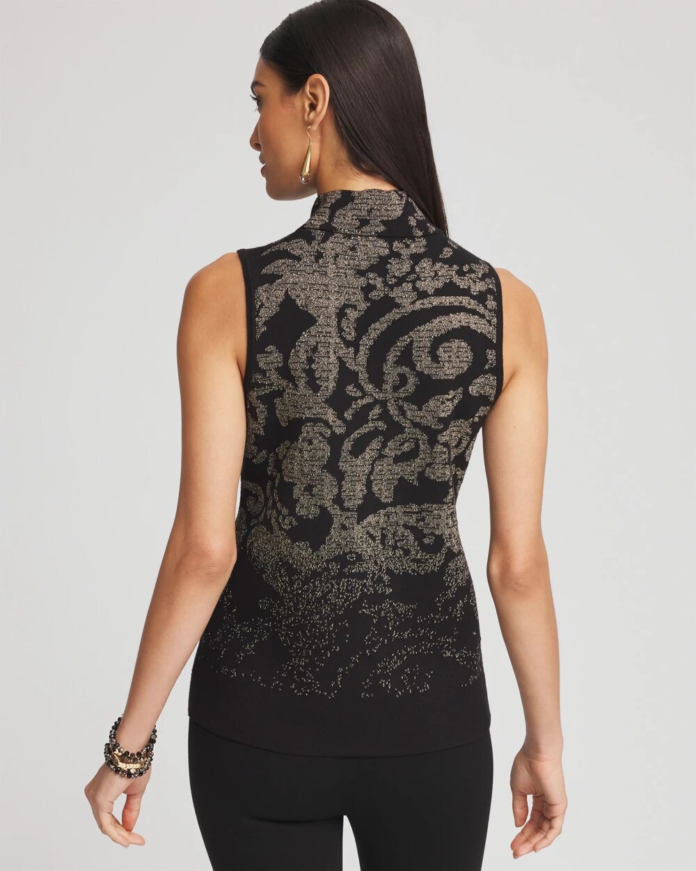 Jacquard Mockneck Sweater Tank
