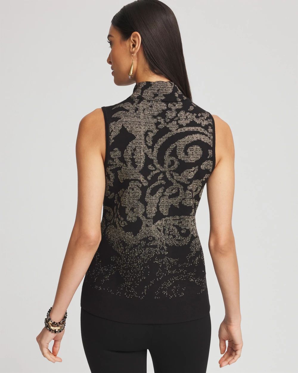 Jacquard Mockneck Sweater Tank