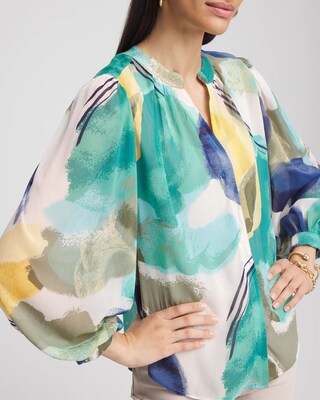 Collarless Long-Sleeved Blouse click to view larger image.