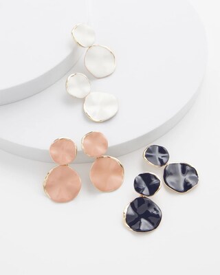 White Round Drop Earrings