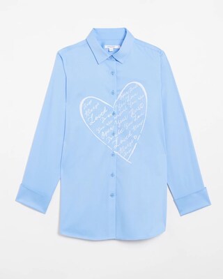 No Iron™ Stretch Embroidered Heart Shirt click to view larger image.
