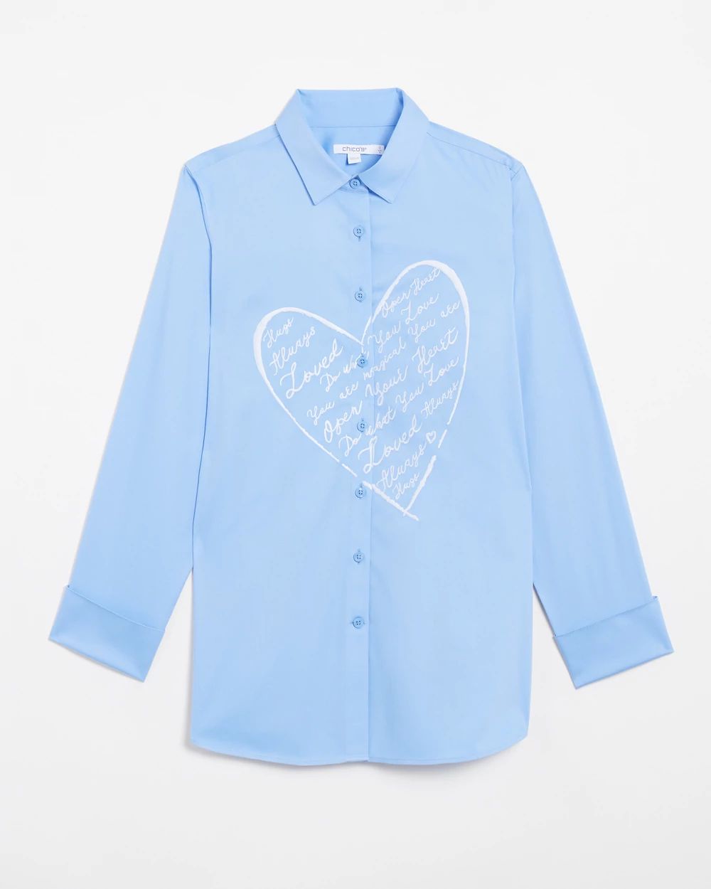 No Iron™ Stretch Embroidered Heart Shirt