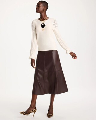 Pointelle Crochet-Lace Sleeve Pullover click to view larger image.