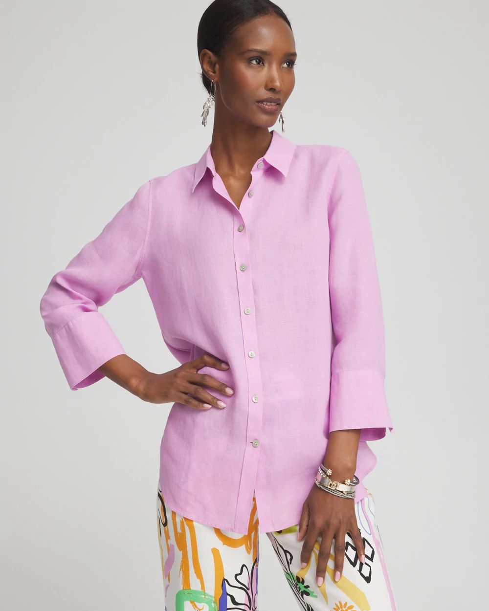 No Iron™ Linen 3/4 Sleeve Shirt