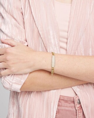 Gold Tone Pavé Bar Bracelet