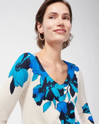 Spun Rayon Cool Floral Sweater