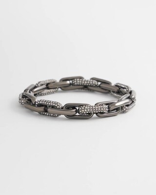 Hematite Link Pavé Stretch Bracelet