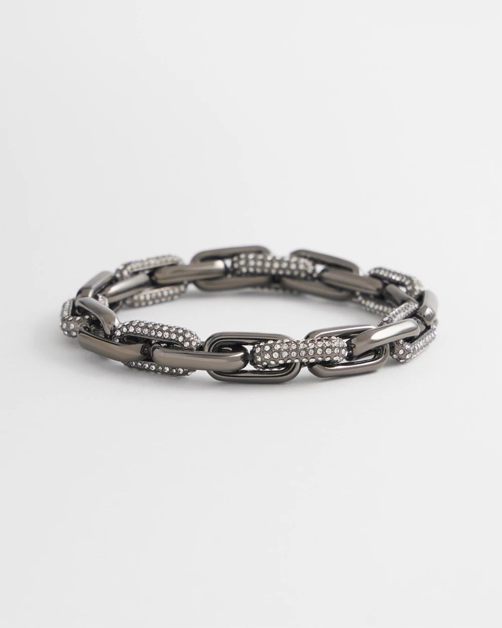 Hematite Link Pavé Stretch Bracelet