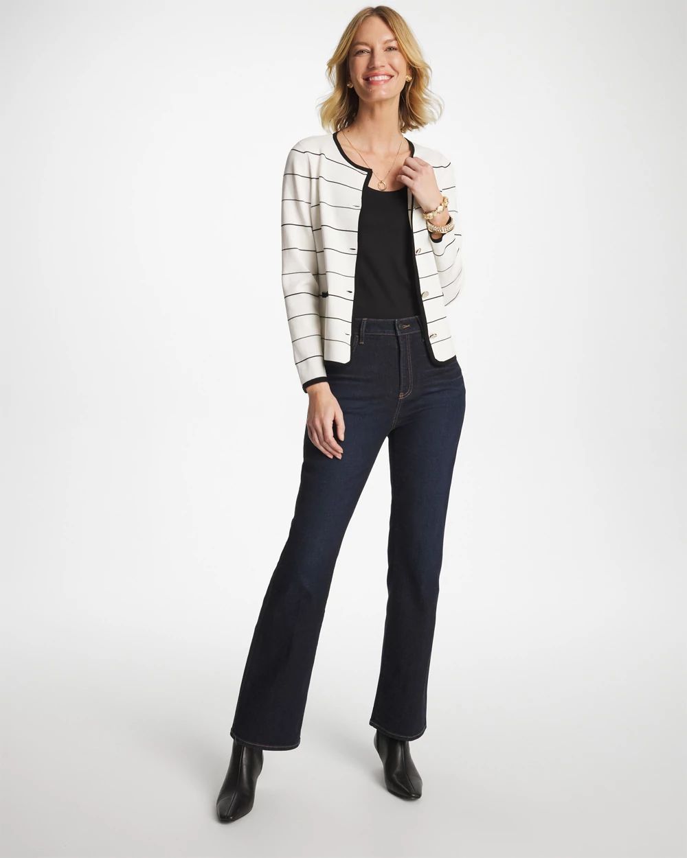 Contrast Tipped Sweater Blazer click to view larger image.