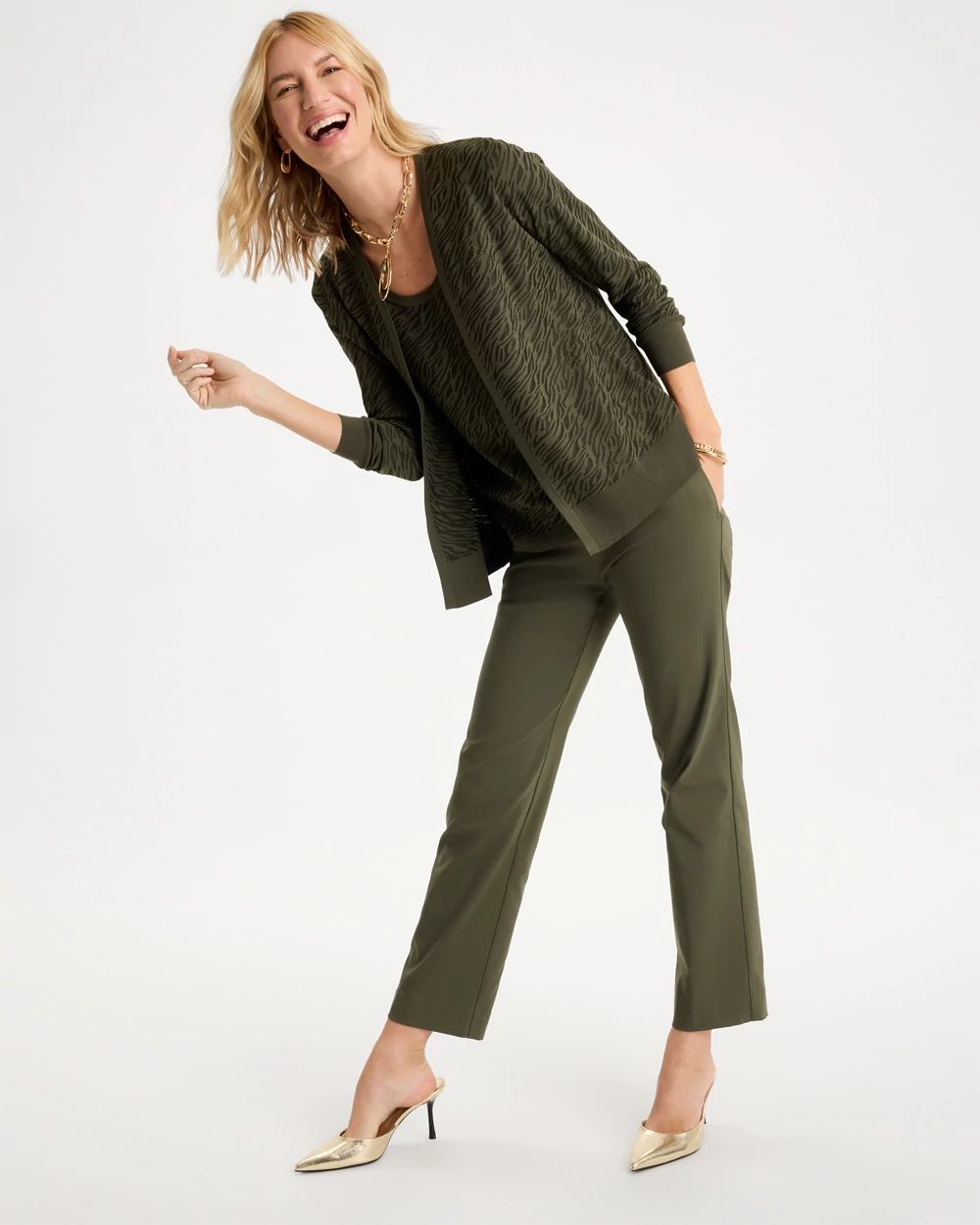Ella Jacquard Long-Sleeve Cardigan click to view larger image.