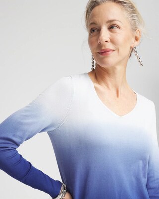 Dip Dye V-neck Pullover Sweater