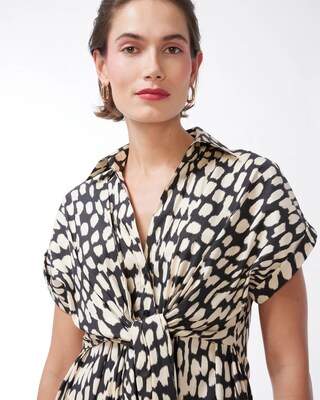 Black Label Poplin Two Tone Bow Dress
