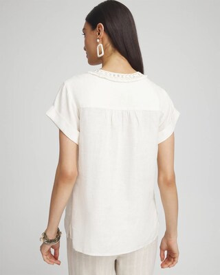 Linen Embellished Neck Top