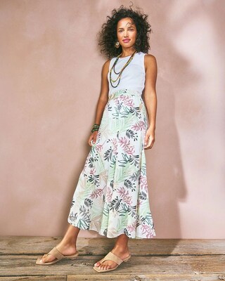 Floral Embroidered Crinkle Maxi Skirt click to view larger image.