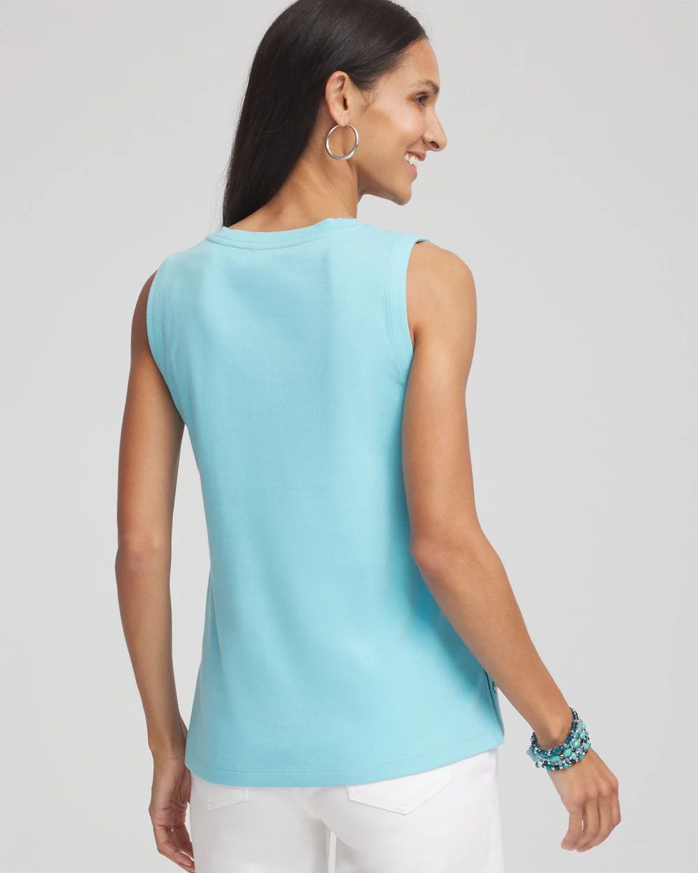 Sleeveless V-Neck Button Tank
