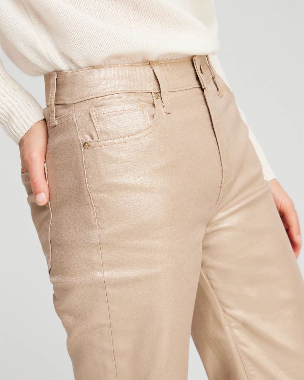 Coated High Rise Straight Crops