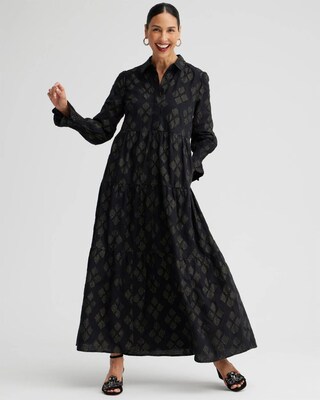 Lurex Tiered Shirt Dress
