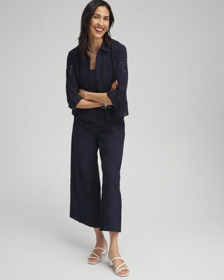 Mixed Eyelet Cotton Shirt