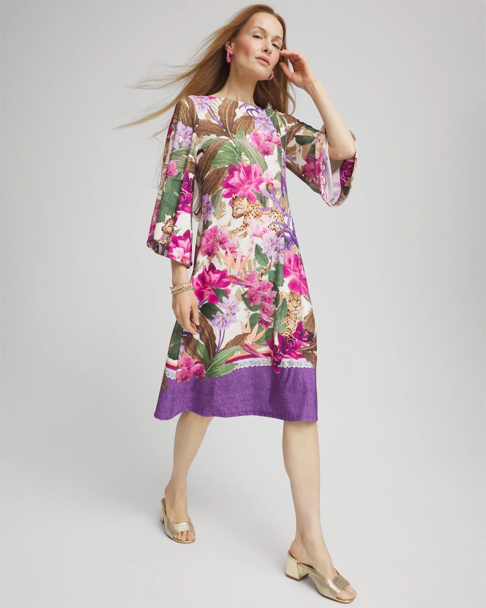 Island Angel-Sleeve Boat Neck Dress