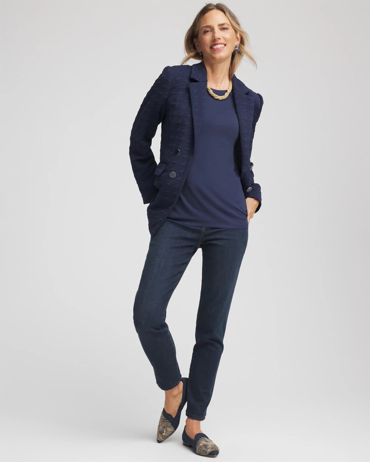 Chico's Touch Of Cool Layering Tee In Blue