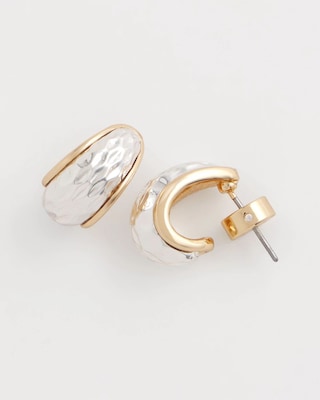 Mini Mixed Metal Huggie Earrings click to view larger image.