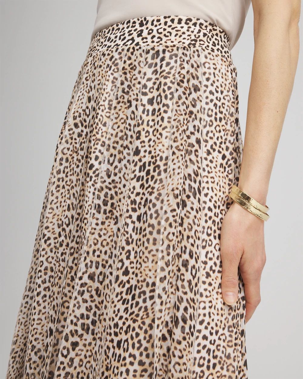 Animal Print Georgette Maxi Skirt