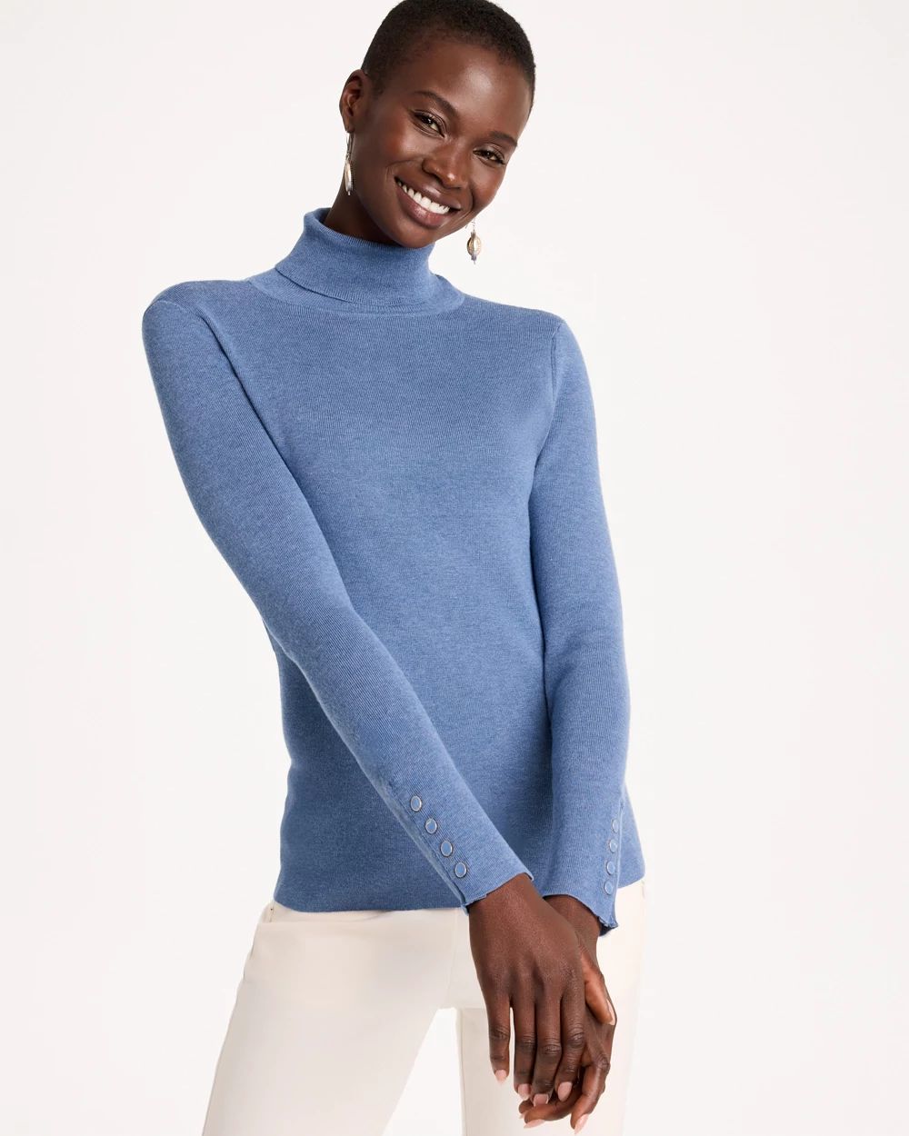 Ella Button Cuff Turtleneck Sweater