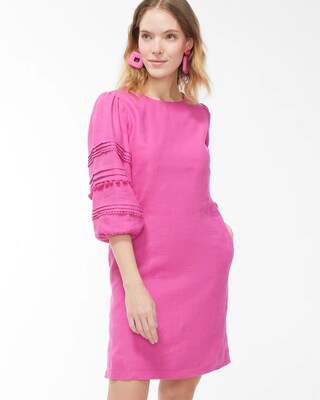 Pink Linen Embellished Dress