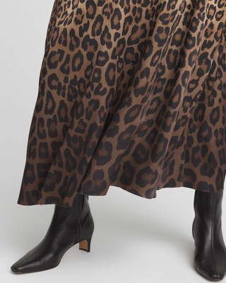 Leopard Stretch Satin Skirt