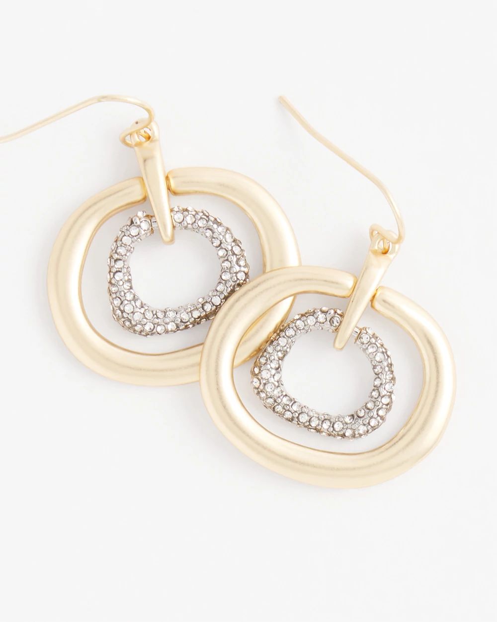 Gold Tone Pavé Drop Earrings