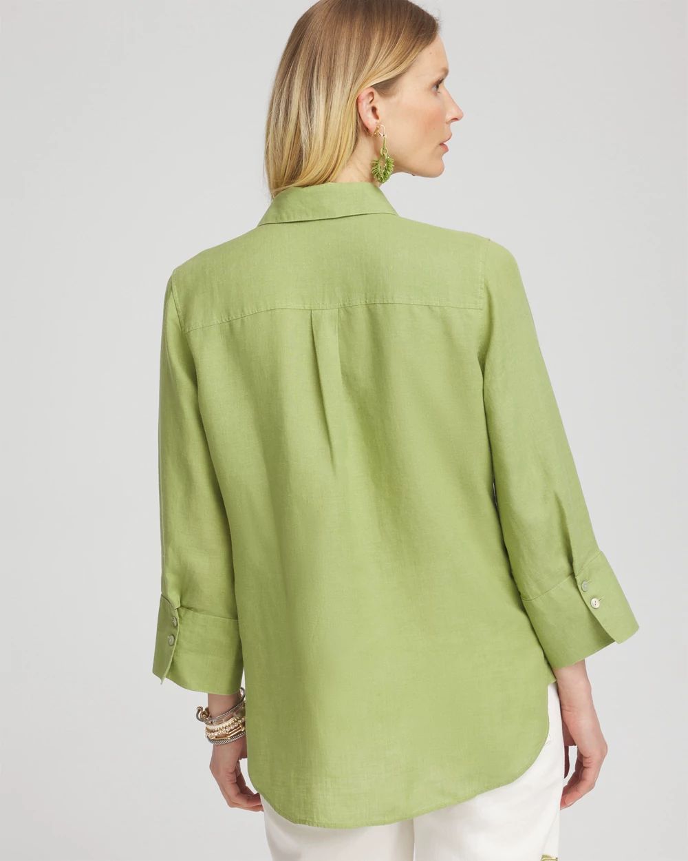 No Iron™ Linen 3/4 Sleeve Shirt click to view larger image.