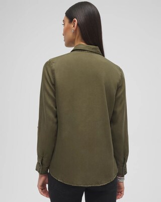 Twill Fringe Hem Shirt
