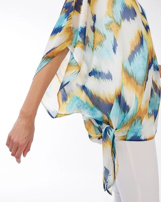 Ikat Side Tie Poncho