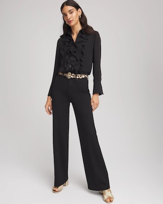 Five-Pocket Wide-Leg Ponte Pants click to view larger image.