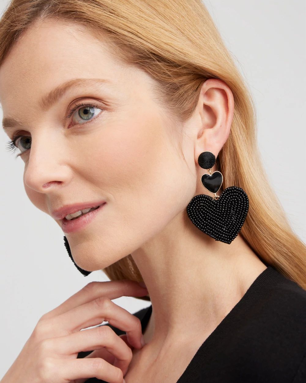 Black Heart Seed Bead Earrings