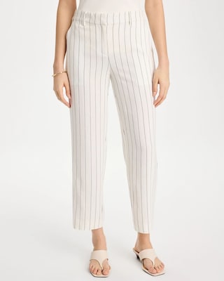 Striped Linen Wide-Leg Ankle Pants click to view larger image.