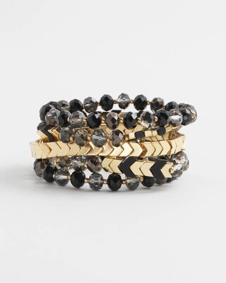 Set of Five Gold & Black Bracelets