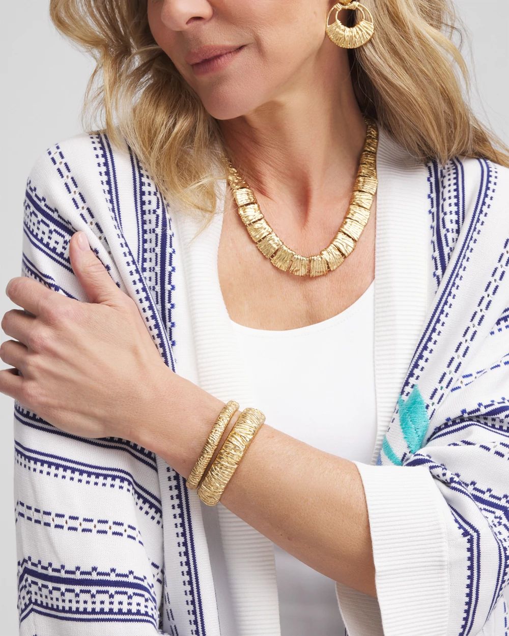Crinkle Gold-Tone Stretch Bangle Set