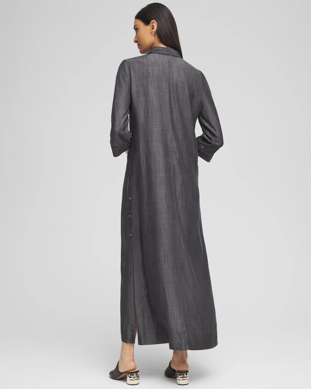 Button Detail Chambray Dress