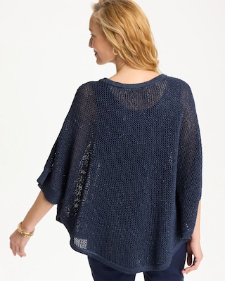 Sequin Boatneck Rounded Hem Poncho click to view larger image.