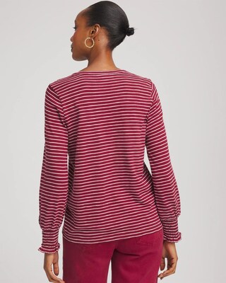 Smocked-Sleeve Cotton-Slub Tee click to view larger image.