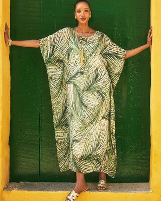 Crinkle-Chiffon Kaftan Dress