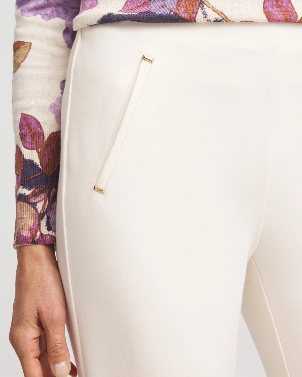 Petite Juliet Ponte Trim Detail Pants