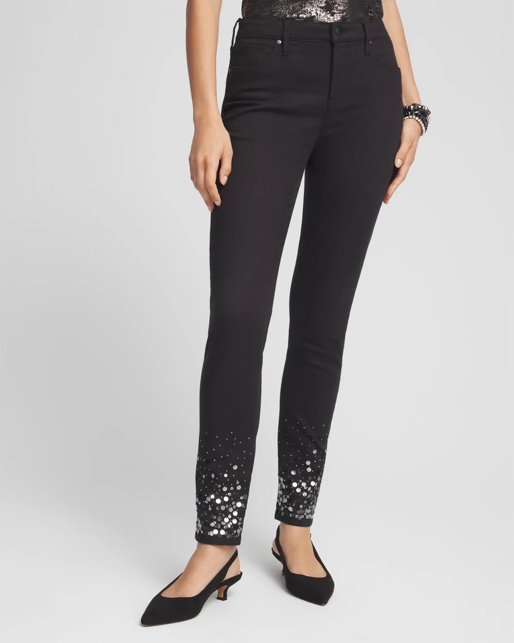 Petite Girlfriend Sequin Ankle Jeans