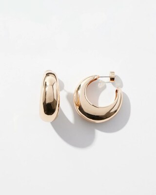 Gold Tone Puffy Hoop Earrings