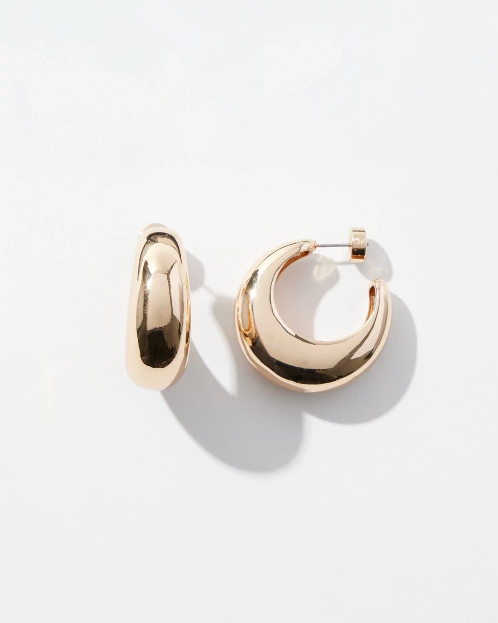 Gold Tone Puffy Hoop Earrings